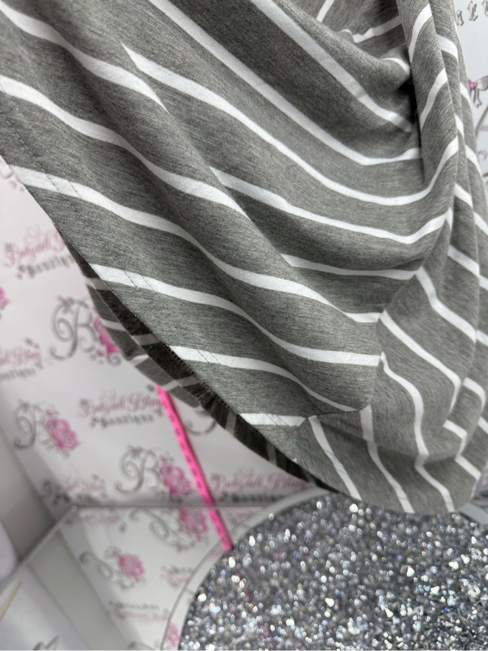 Creations la Vegas skirt long stripes Striped Maxi Skirt in Gray & White - Picture 4 of 10